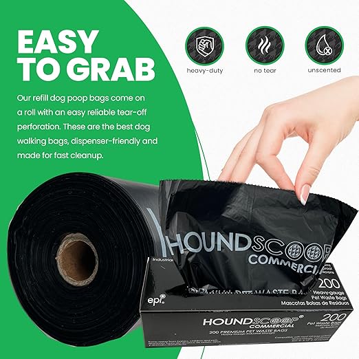 Case of 2000 Pet Waste Bags on Roll (10 Rolls of 200 bags per roll) Dog Waste Station Bags for HOA, Residential, commercial roll bag for Poop Station Dispensers