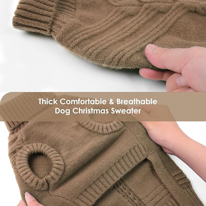 Dog Sweaters for Small Dogs Male Female Pet Knitwear Classic Puppy Warm Pullover Turtleneck Cold Weather Clothes for Chihuahua(Brown, XS)