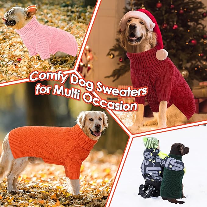 AOFITEE Small Dog Sweater, XS Dog Sweater, Warm Dogs Halloween Sweaters, Dogs Winter Sweaters for Pet Girl Boy, Turtleneck Thick Puppy Sweatshirt Female Male for Yorkie, Chihuahua (Orange, XSmall)