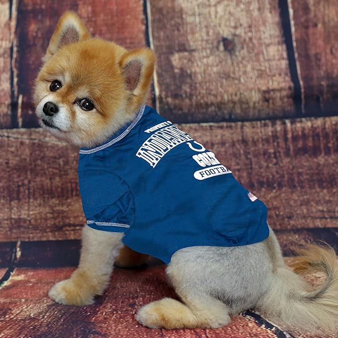 NFL Indianapolis Colts Dog T-shirt Large. - Licensed Shirt for Pets Team Colored with Team Logos- Premium Stretchable Materials for the comfort of your Dog & Cat