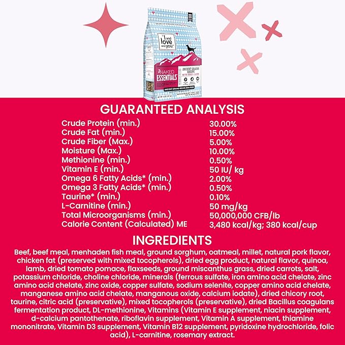I and love and you Naked Essentials Ancient Grains Dry Dog Food - Lamb + Beef - High Protein, Real Meat, No Fillers, 23lb Bag