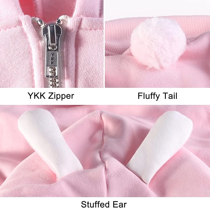Extra Large Dog Christmas Bunny Costumes Rabbit Hoodies Clothes for Easter Day Halloween Labrador Rottweiler Great Dane, Pink, 6X-Large