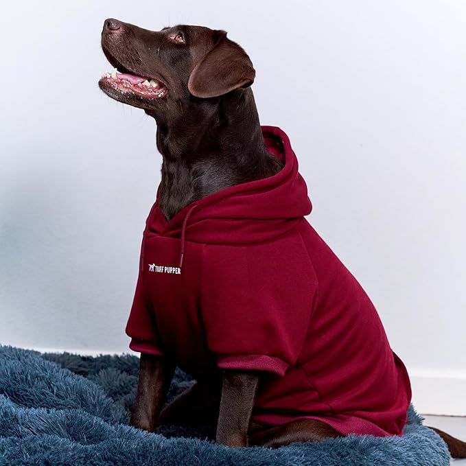 Tuff Pupper Dog Hoodie | Premium Quality 100% Organic Cotton | Ultra Soft Interior for Superior Comfort | Elastic Cuffs & Drawstring for Warmth | Stretch Fit Suitable for All Breeds (Red, 3XL)
