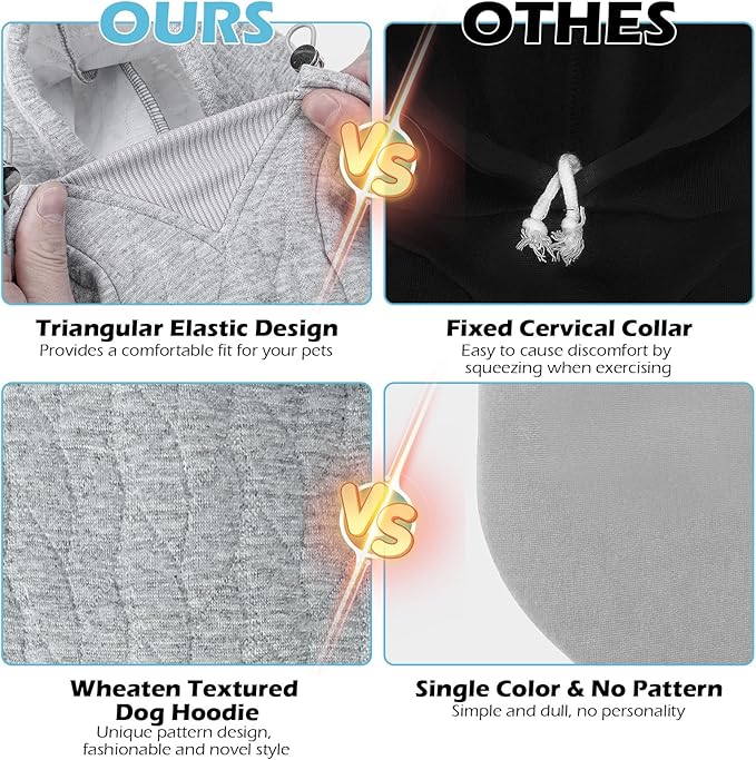 EXPAWLORER Textured Cable Knit Basic Dog Hoodie, Elevated Style Dog Sweater with Leash Hole and Pocket, Soft and Warm Pet Winter Coat, Cold Weather Clothes for Small Medium Large Dogs,Grey XL