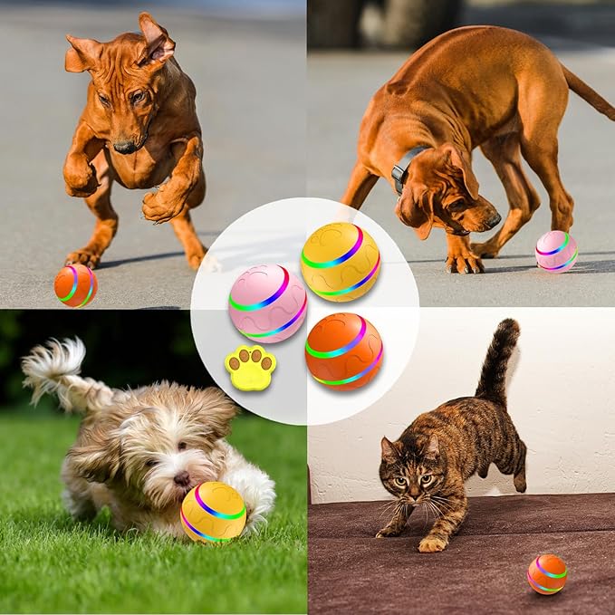 Shaky Ball Toy for Dogs, Large Pet Bounce, Jumping Ball Dog Toy, Automatic Activation Sports Rolling, 2025 New Big Pet Moving Balls (Pink, Smart)