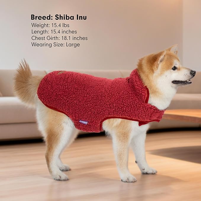 cyeollo 2XL Dog Coat, Sherpa Winter Dogs Sweater Warm Fleece Doggie Coats Turtleneck Reversible Jackets for Small Medium Large Dogs with Leash Hole, Soft Cold Weather Vest, Buffalo Plaid XXL
