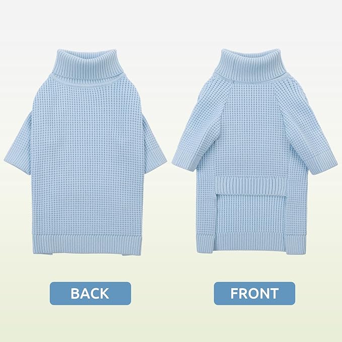 Queenmore XXL Dog Sweater, Dog Sweaters for Large Breeds, Turtleneck Pet Sweaters, Cold Weather Doggie Sweatshirt, Extra Large Pet Sweaters, Blue 2XL