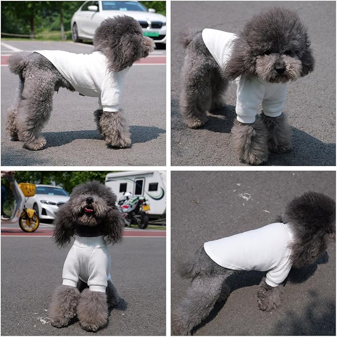 Lovelonglong Ribbed Dog T-Shirt Cotton Knitted Dog Sweaters for All Season Pet T-Shirts for Large Medium Small Dogs Off White S