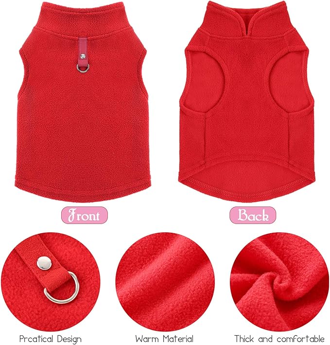 6 Pack Winter Dogs Sweater for Small Dogs Warm Clothes Fleece Vest with Leash Ring Sleeveless Dog Jacket for Little Medium Puppy Pet Unisex(Large,Bright Colors)