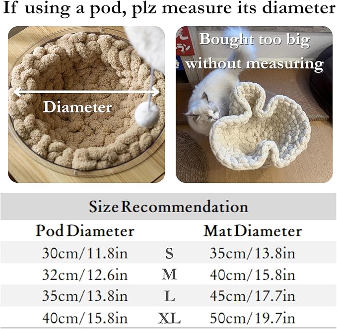 Cat Knitted Bed Mat, Extra-Soft Washable Warm Round Pads Cushions for Indoor Kittens, Cat Trees Towers, Perfect for Kneading and Sleeping (Green,Medium)