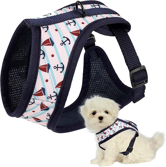 Mile High Life Step in Dog Harness for Small Dogs No Pull, Easy Get on Air Mesh Vest Harness, Adjustable Easy Closures Both Neck and Chest (White, XS Chest 11.4"-16.1")