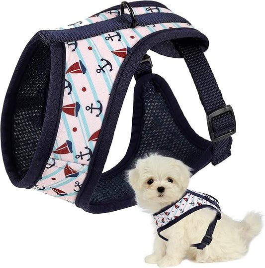 Mile High Life Step in Dog Harness for Small Dogs No Pull, Easy Get on Air Mesh Vest Harness, Adjustable Easy Closures Both Neck and Chest (White, S Chest 13.1"-19.6")
