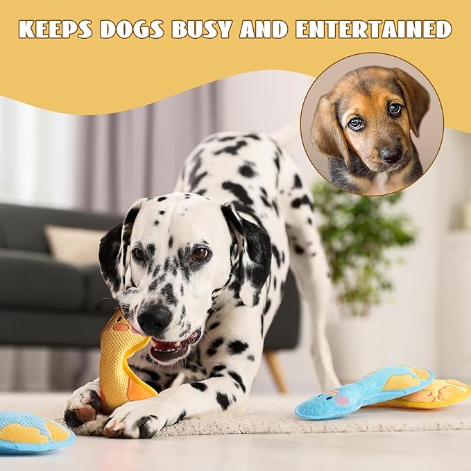 Duck Squeaky Dog Toy, New 2025 Indestructible Dog Toy for Aggressive Chewers, Stuffed Toy with Two Tough Layers, Interactive Tug Training to Keep Them Busy, Yellow