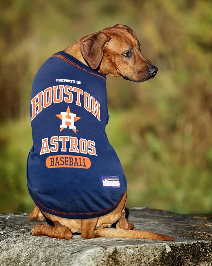 MLB Houston Astros Dog T-Shirt, Small. - Licensed Shirt for Pets Team Colored with Team Logos. - Premium Stretchable Materials for The Comfort of Your Dog & cat.