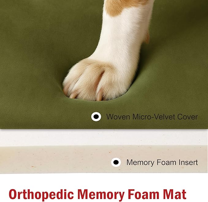 Majestic Pet Orthopedic Memory Foam Dog Crate Mat - Plush Pet Bed Pad for Crates & Kennels | USA Crafted | 30"x21" Villa Fern