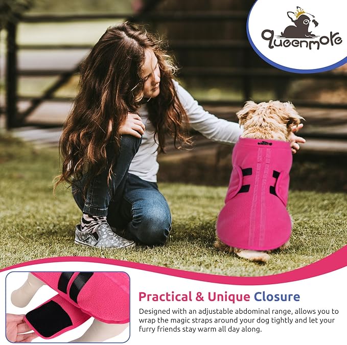 Queenmore Soft Fleece XXL Dog Sweater, Warm Winter Jacket with Leash Hole, Dachshund Cats & Doggy to Boy or Girl, (Pink, XXL)