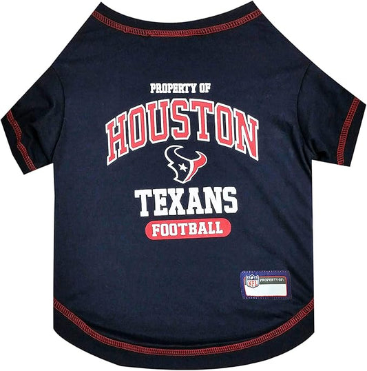 NFL Houston Texans Dog T-shirt X-Small. - Licensed Shirt for Pets Team Colored with Team Logos- Premium Stretchable Materials for the comfort of your Dog & Cat