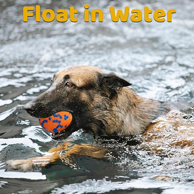 Dog Balls, Indestructible Dog Toy Ball for Aggressive Chewers, Durable High Elasticity Interactive Ball for Training Dog Catch and Fetch, Large Medium Small Dog and Puppies(Orange, 2.5in, 2pcs)
