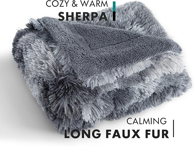 gogobunny Waterproof Dog Blanket for Large Dogs, Cats, Puppy, Reversible Faux Fur Pet Throw Blanket, Washable, Calming Furniture Protection for Sofa Bed (25x35 Inch (Pack of 1), Tie-dye Grey)