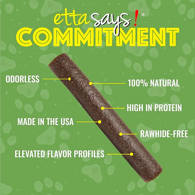 etta says! Deluxe Crunchy Dog Chews 7” Variety - All Natural, Long-Lasting Chews - Made in the USA (12 Count Pack of 1)