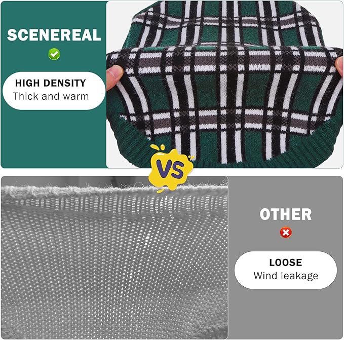 SCENEREAL Turtleneck Dog Sweater for Small Medium Large Dogs Girls Boys, Christmas Plaid Pullover Puppy Sweatershirt, Dogs Cold Weather Outfit Clothes, Ideal Gift for Pet in New Year, Green Plaid M