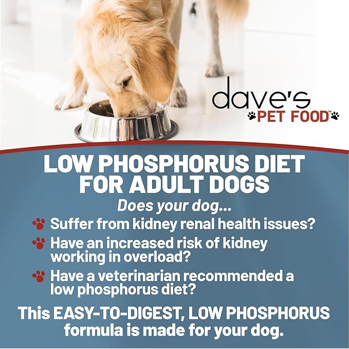 Dave's Pet Food Kidney Dog Food (Chicken Formula Crumble) Non-Prescription, Low Phosphorus, Low Sodium, Renal Kidney Support, Vet Formulated, 10 lb
