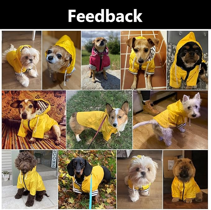 Dog Raincoat rain Jacket Raincoat Dogs Waterproof Small Medium Breeds Zip Closure Storage Pocket Harness Hole Red XS