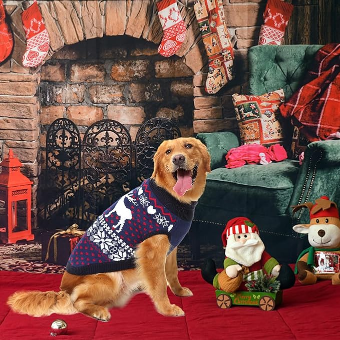 SCENEREAL Dog Sweater for Medium Size Dog Girls Boys, Turtleneck Pullover Winter Puppy Clothes, Christmas Outfits, Pet Sweatshirt Apparel Knitwear for Frenchie, Beagle, Boston Terrier M