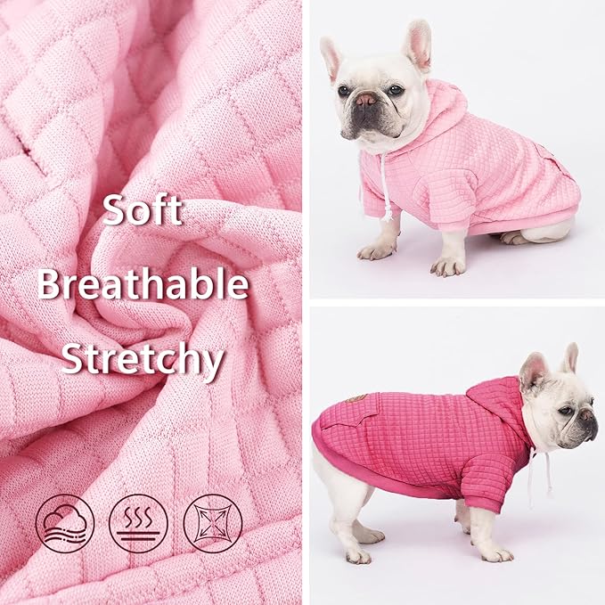 2 Pack Dog Hoodie Sweaters for Small Medium Dogs Warm Dog Clothes for Large Dogs Soft Waffle-Like Laminated Sweatshirt Bulldog