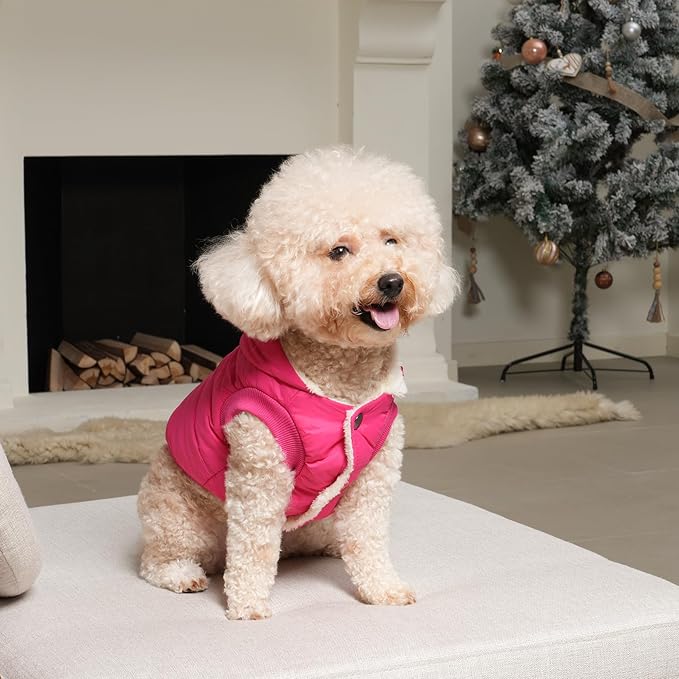 Fleece Lining Extra Warm Dog Hoodie in Winter for Medium Dogs Jacket Pet Coats with Hooded Pink L