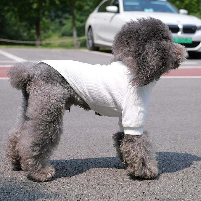 Lovelonglong Ribbed Dog T-Shirt Cotton Knitted Dog Sweaters for All Season Pet T-Shirts for Large Medium Small Dogs Off White 3XL