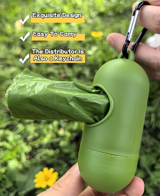 Biodegradable Lavender Scented Dog Poop Bags - 4 Rolls (60 Count) with Dispenser & Keychain, Leak-Proof Eco Friendly Waste Bags for Dogs