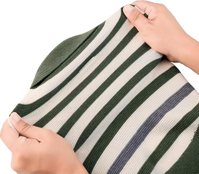 Small Dog Sweater, Knitted Striped Pullover Dog Clothes for Cold Weather, Thick Warm Cozy Stretchy Sweater for Chihuahua, Bulldog, Dachshund, Pug(Green & White Strip, S)