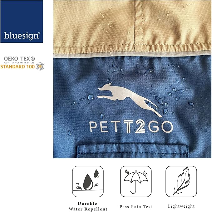 Dog Lightweight Windbreaker, Pet Outdoor Sports Jacket, 0.5 lbs,3 in One, Hooded, Easy on/Off with Collar and Harness, Reflective Piping, Packable, Dog Hiking/Camping, Navy Blue (XX-Large)
