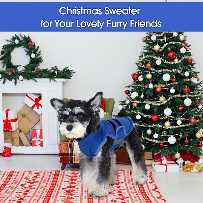 IDOMIK Warm Fleece Dog Sweater for Small Dogs,Soft Winter Dog Fleece Jacket Coat for Fall Cold Weather,Adjustable Fleeced Vest with Reflective Strips,Pullover Pet Sweatshirt for Girl Boy Dogs,Blue,S