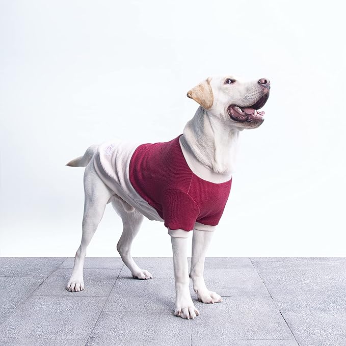 Extra Large Dog Sweaters Warm Clothes Pullover Sweatshirts for Labrador Rottweiler Great Dane, Dark Red Beige, 5X-Large