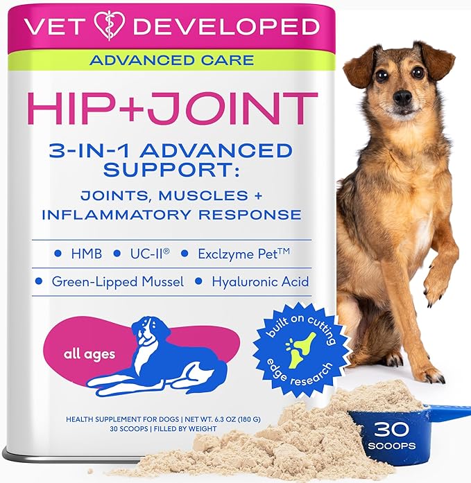 Native Pet Advanced Care - Hip & Joint Supplement for Dogs - Supports Joints, Cartilage, Muscles & Anti-Inflammatory with HMB, UC-II Collagen, Green Lipped Mussel & Hyaluronic Acid - 30 Scoops