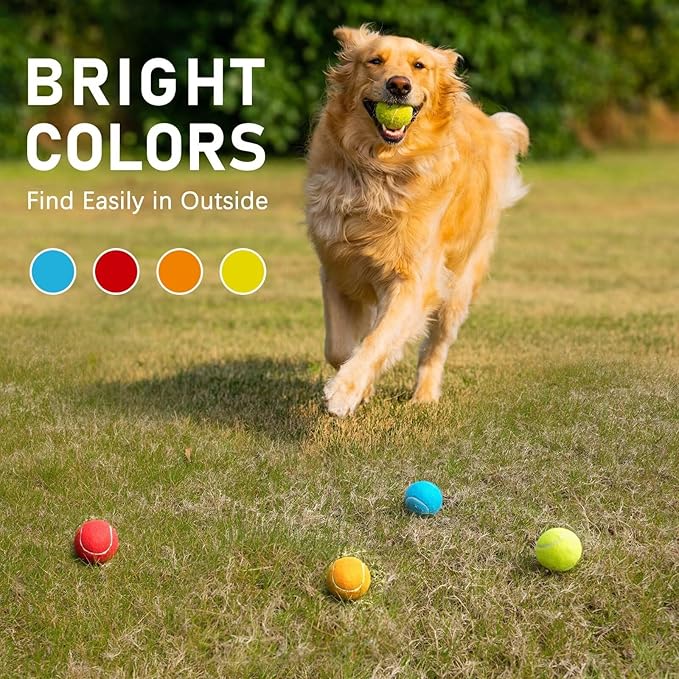 Prime Pets Tennis Balls for Dogs, 2.5 Inch Squeaky Dog Toys, Interactive Pet Dog Toy Balls for Medium, Large Dogs, Squeaky Tennis Balls for Dogs