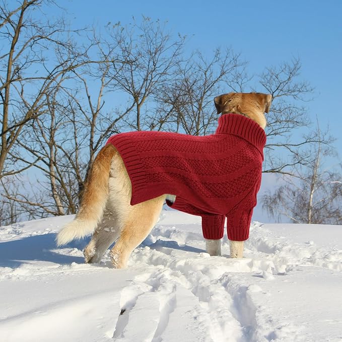 Queenmore XSmall Dog Sweater,Small Sweaters for Dog,Soft Knitted Dogs Sweater Christmas Clothing,Turtleneck Pullover Puppy Sweaters for Dogs Girls Boys,Cozy Pet Knitwear for Teacup,Chihuahua(Red,XS)