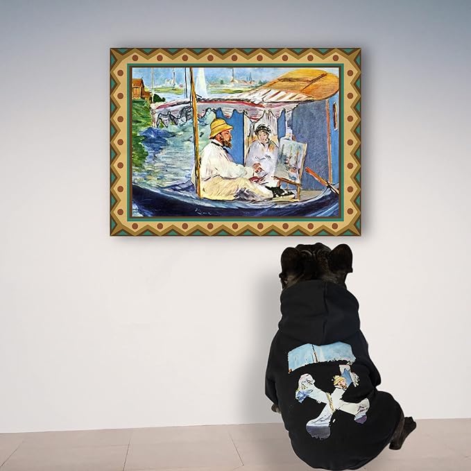 ChoChoCho Woof Dog Hoodie, Designer Dog Hoodies for Small Medium Large Breeds, Art Collection Dog Sweatshirts, Street Drawstring Hoodies Outfit Clothes for Puppy Puppies (4XL, Monet Painting)