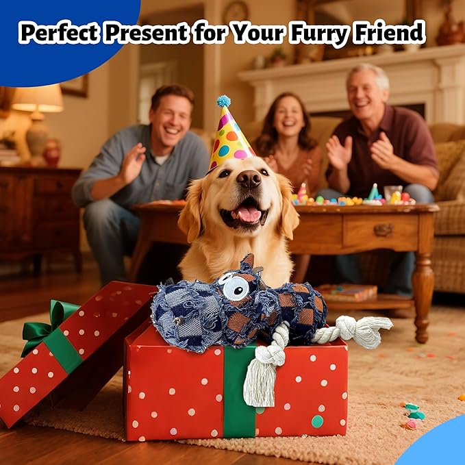 Squeaky Dog Toys for Aggressive Chewers, Dog Plush Chew Toy, Stuffed Animals Dog Toys for Small Medium Large Dogs to Keep Them Busy Puppy Teething Toys