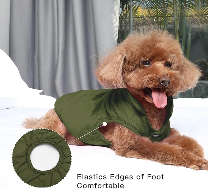 2 Layers Fleece Lined Warm Dog Jacket for Winter Cold Weather,Soft Windproof Large Dog Coat,Green XXXL