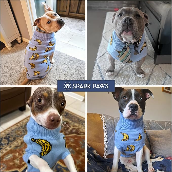 Spark Paws Knit Dog Sweater – Ultra Soft Warm Winter Dog Sweater for Small, Medium & Large Dogs – Stretch Fit Pet Sweater for French Bulldog, Pitbull, Girl & Boy Dogs Jacket, (Banana,M)
