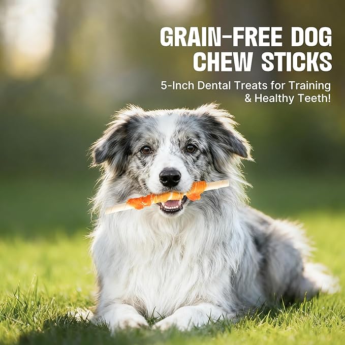 M-PETS Chicken Wrapped Dog Treats 30 pcs Rawhide Chews Sticks, Puppy Training Treat, Snacks for Small and Medium Dogs