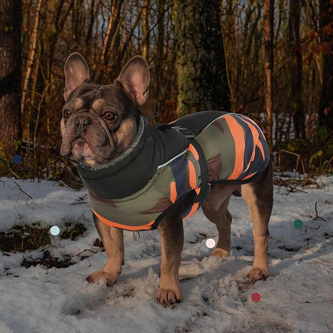 IECOii Extra Warm Coat - Reflective & Adjustable Dog Jacket - Fleece Turtleneck for Cold Weather - Sizes Small to Extra Large