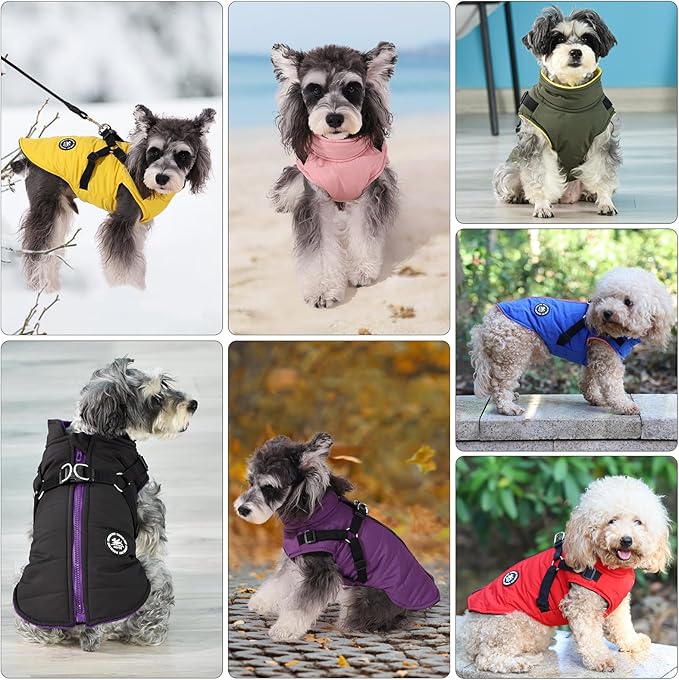Norbi Dog Winter Coat With Built-in Harness - Adjustable Warm Jacket for Small, Medium, Large Dogs in Cold Weather