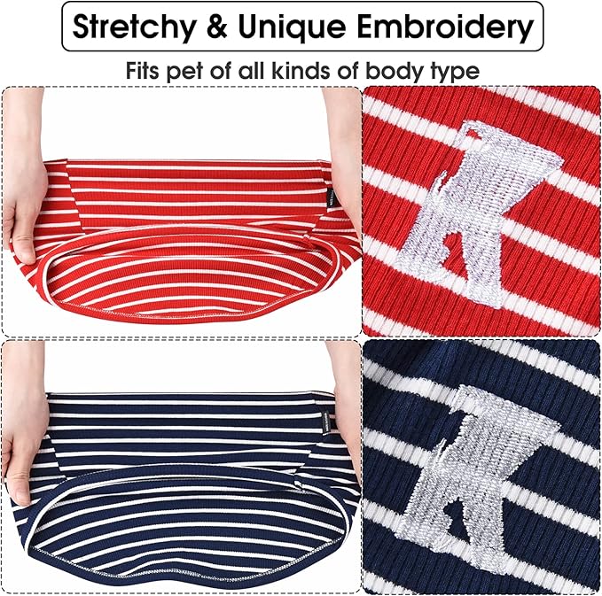 Koneseve Dog Vest Lightweight Stretchy Dog T-Shirts Soft Cool Sleeveless Stripe Vests Breathable Clothes for Puppy Kitty Cats Small Medium Large Dogs 2 Pack Red + Blue [ 6XL ]