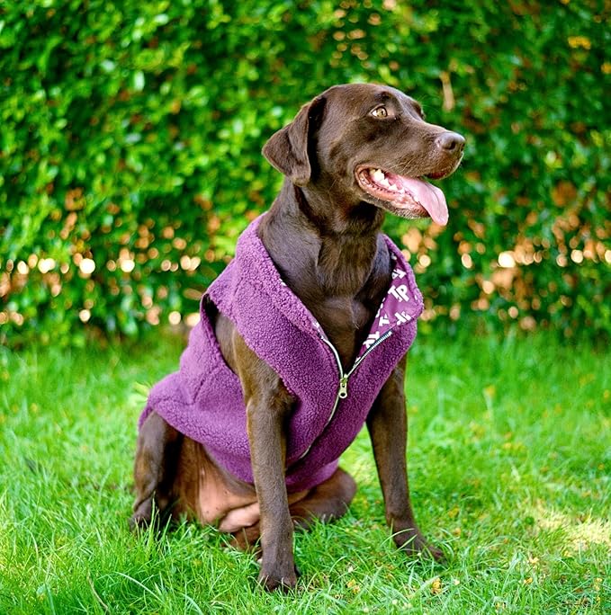 Tuff Pupper Reversible Fleece Sweater Vest for Dogs | Lightweight Comfortable Insulated Jacket | Front Zip Closure | Machine Washable | Built-in Leash Hole | Sizes for All Breeds (XL, Purple)