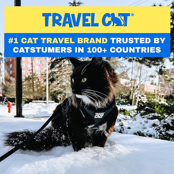 Travel Cat The Emerald Explorer Limited Edition Green Harness and Leash Set - Adjustable Fit Mesh Cat Harness with Reflective Strap - Escape Proof Harness for Cats, Kitten (Large)