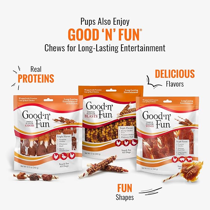 Good 'n' Tasty Triple Flavor Puree Mix-Ins Variety Pack Dog Food Topper Treats for All Dogs, 84 Count, Easy Single-Serve Portions, Added Protein with Chicken, Salmon, Duck, Beef and Rabbit